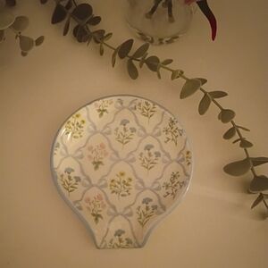 Ceramic Blue Bow Floral Spoon Rest